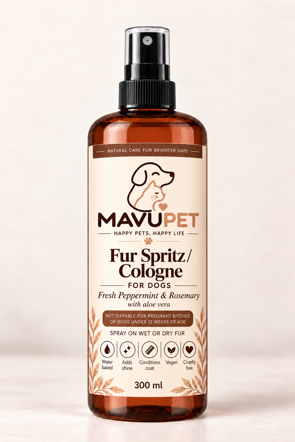 MAVUPET Fur Spritz, Peppermint & Rosemary, 300 ml